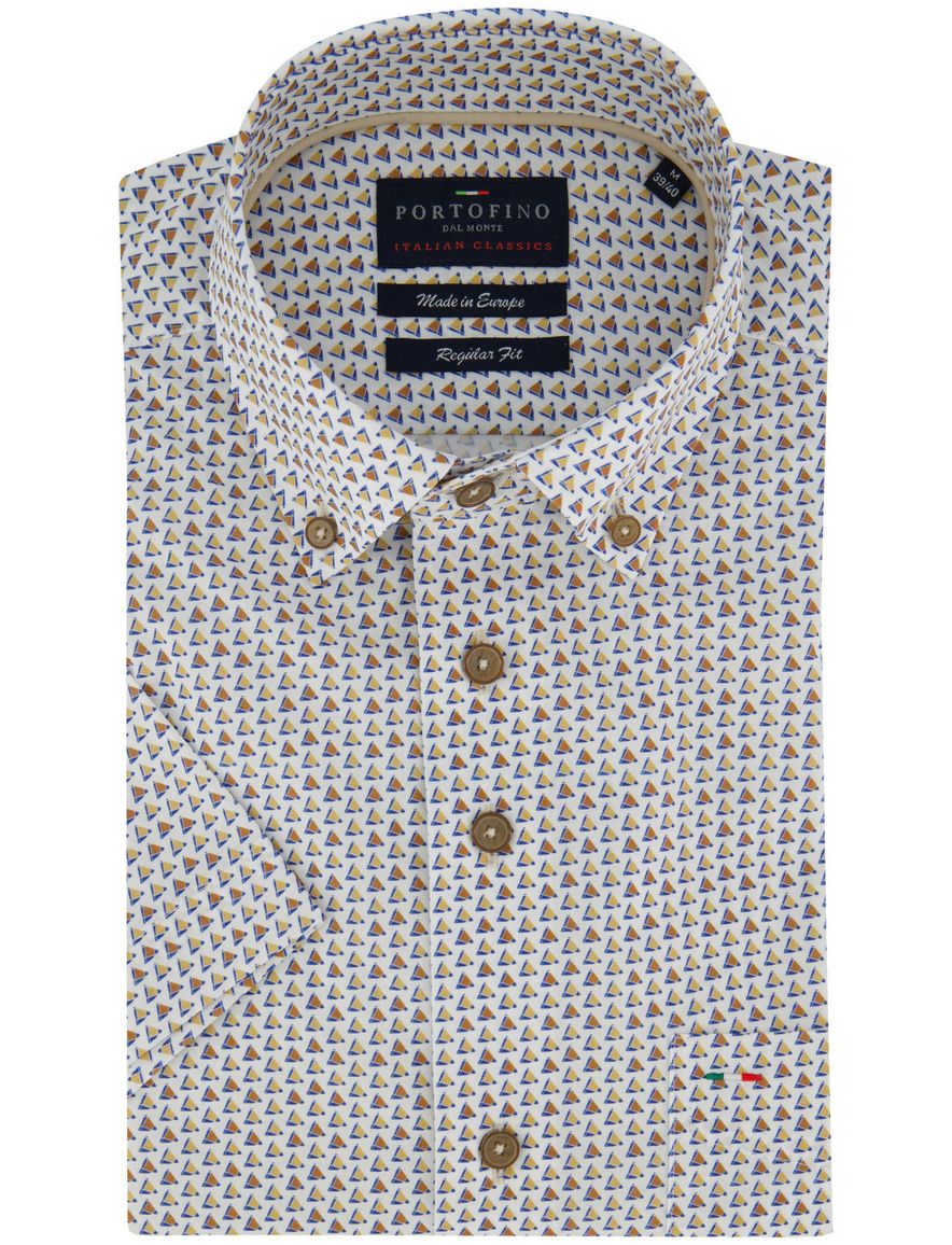 Portofino overhemd katoen print driekhoek korte mouw