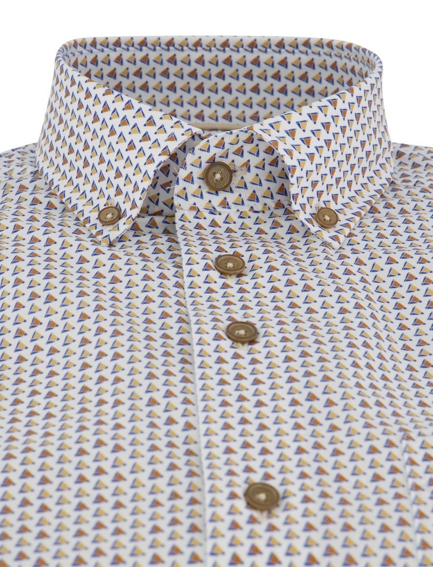 Portofino overhemd katoen print driekhoek korte mouw