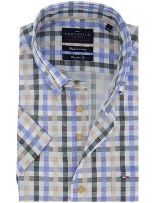 Portofino Overhemd Portofino Regular fit blauw met ruitjes
