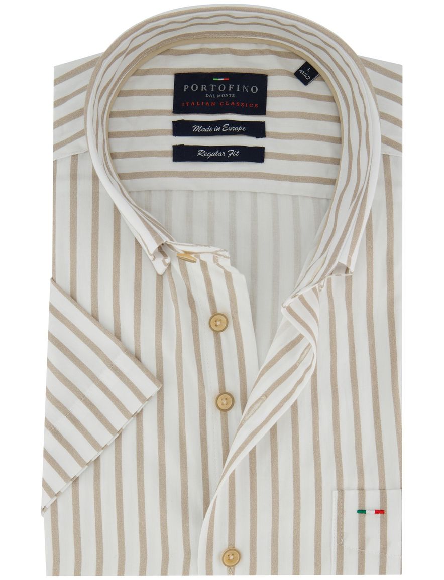 Portofino overhemd kort mouw beige