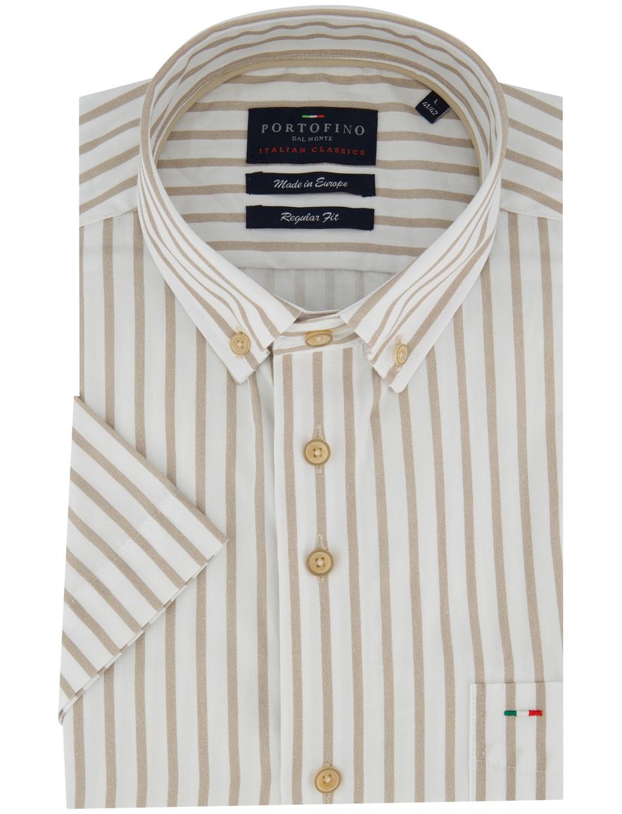 Portofino overhemd kort mouw beige