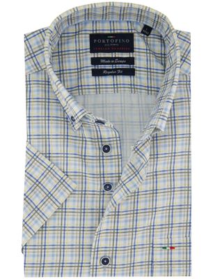 Portofino Portofino overhemd groen geruit korte mouwen