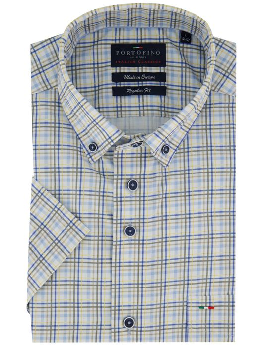 Portofino regular fit overhemd groen geruit motief