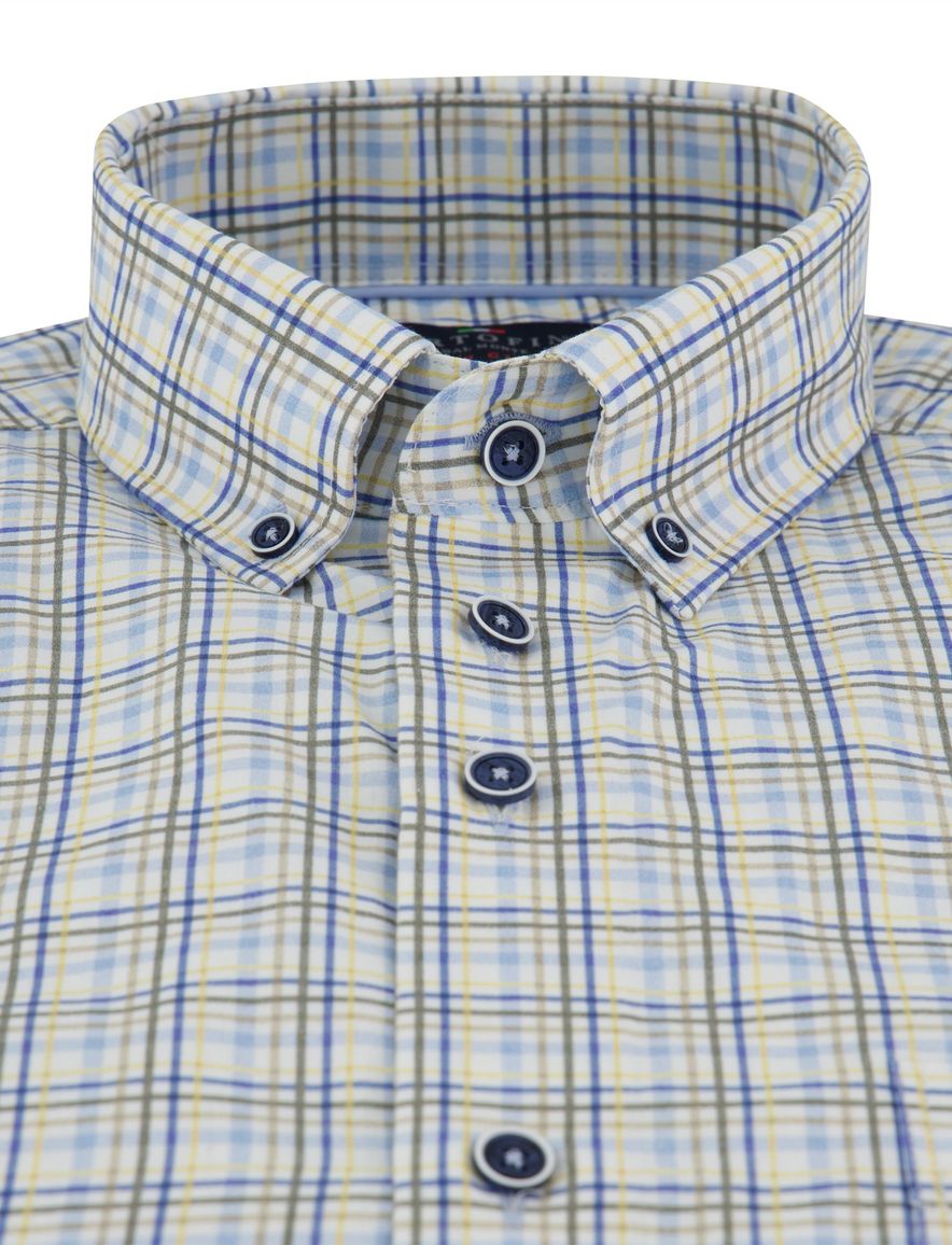 Portofino overhemd groen geruit korte mouwen