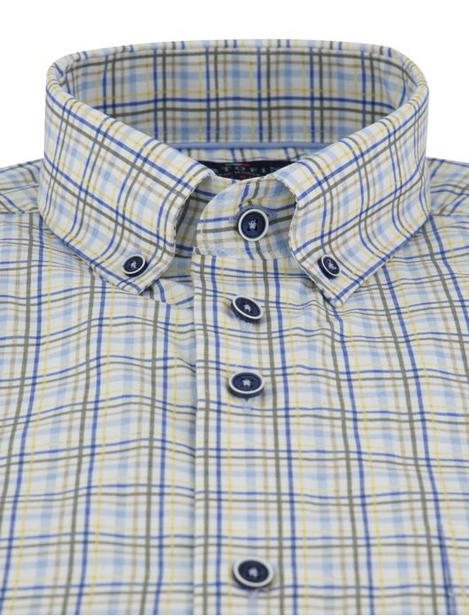 Portofino regular fit overhemd groen geruit motief