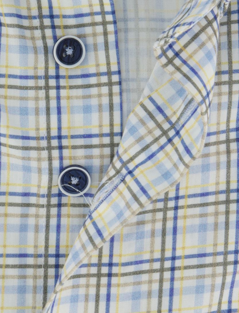 Overhemd korte mouwen Portofino groen geruit motief