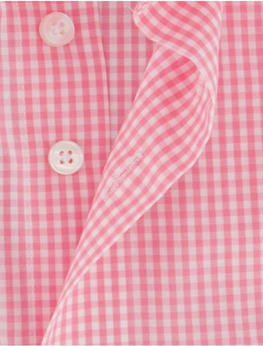 Portofino overhemd roze geruit korte mouwen