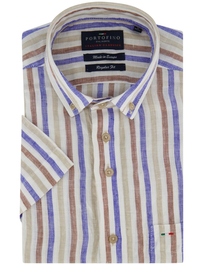 Overhemd korte mouw Portofino Regular Fit gestreept multicolor