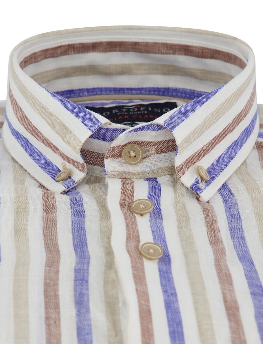 Overhemd korte mouw Portofino Regular Fit gestreept multicolor