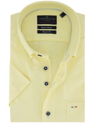Portofino Overhemd korte mouw Portofino geel borstzak button-down