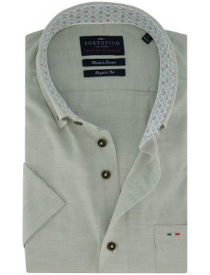 Portofino Subtiele structuur Portofino overhemd korte mouw groen