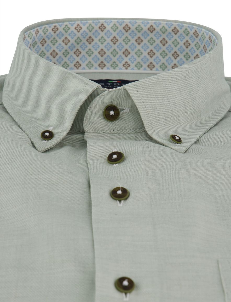 Portofino overhemd Regular Fit korte mouw groen structuur