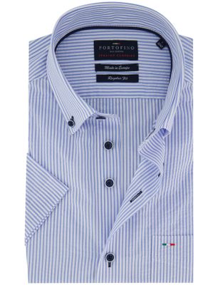 Portofino Overhemd korte mouwen Portofino blauw gestreept motief