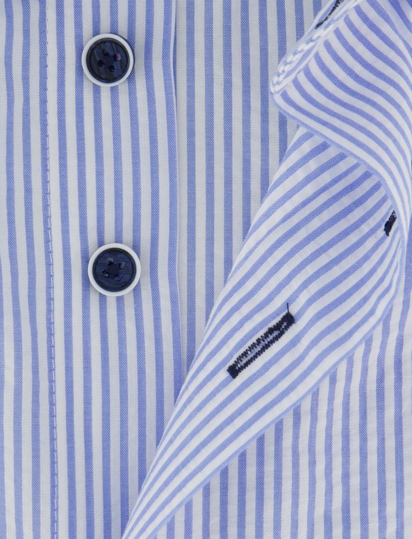 Overhemd korte mouwen Portofino blauw gestreept motief