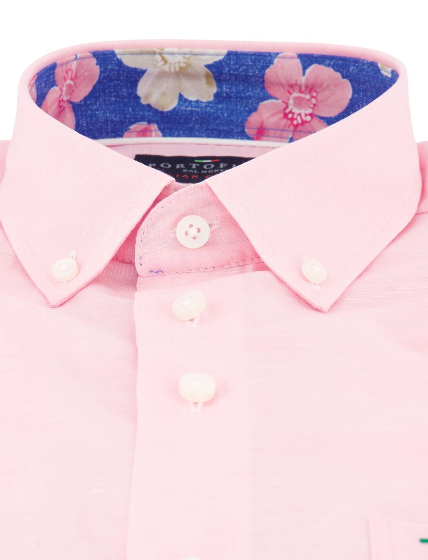 Roze overhemd portofino wijde fit button down boord