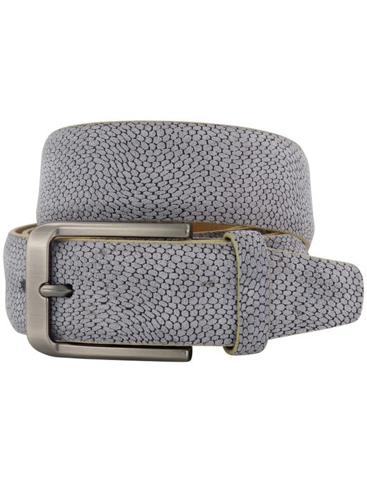 Leren Melik riem grijs met patroon