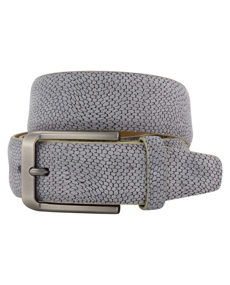 Melik riem geprint van leer grijs