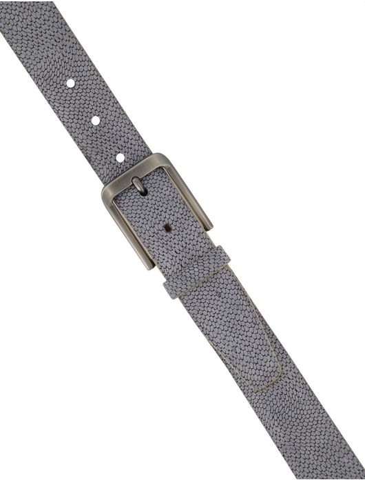 Leren Melik riem grijs met patroon