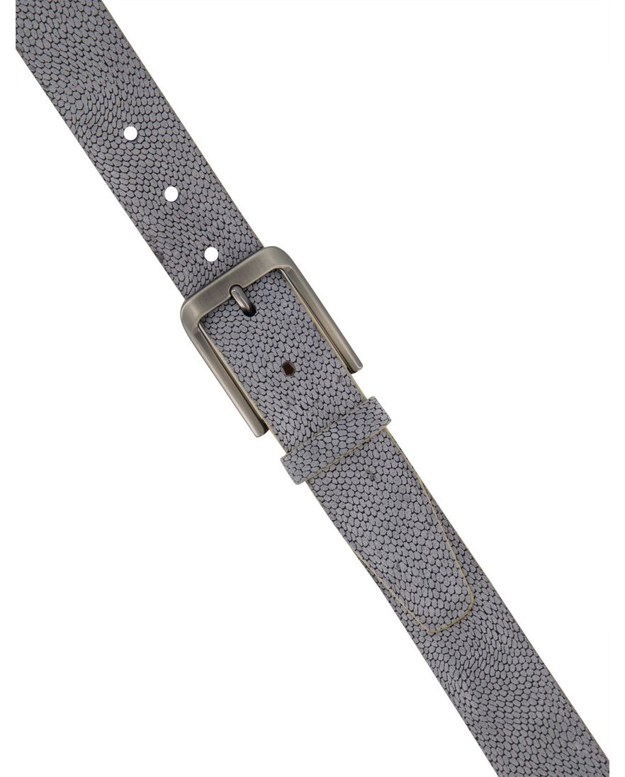 Melik riem geprint van leer grijs