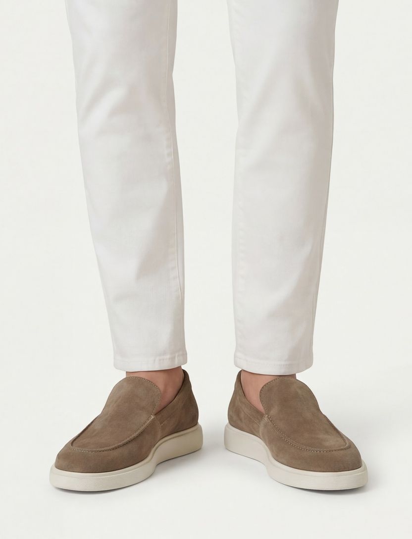 loafers Melik beige leer suede effen