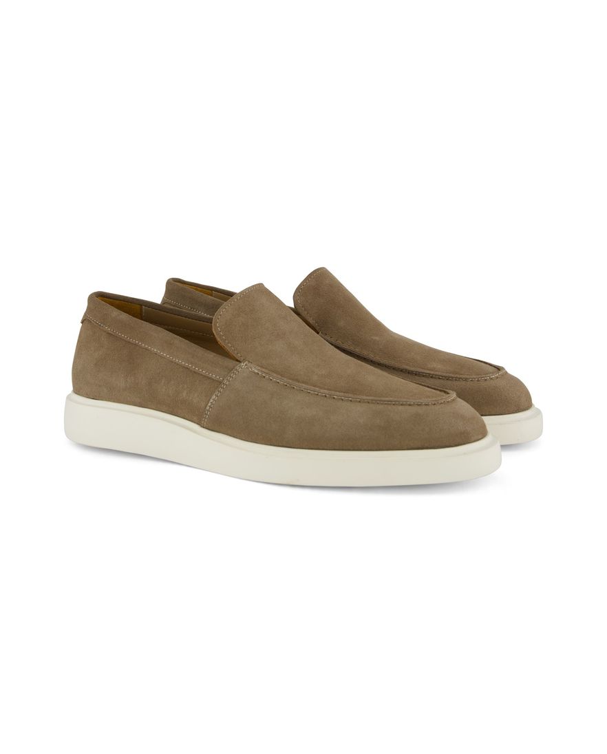 Beige effen loafers Melik leer suede