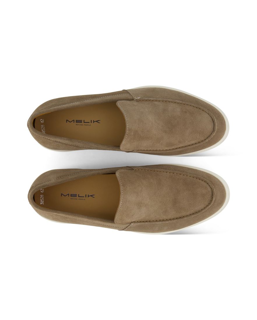 Beige effen loafers Melik leer suede