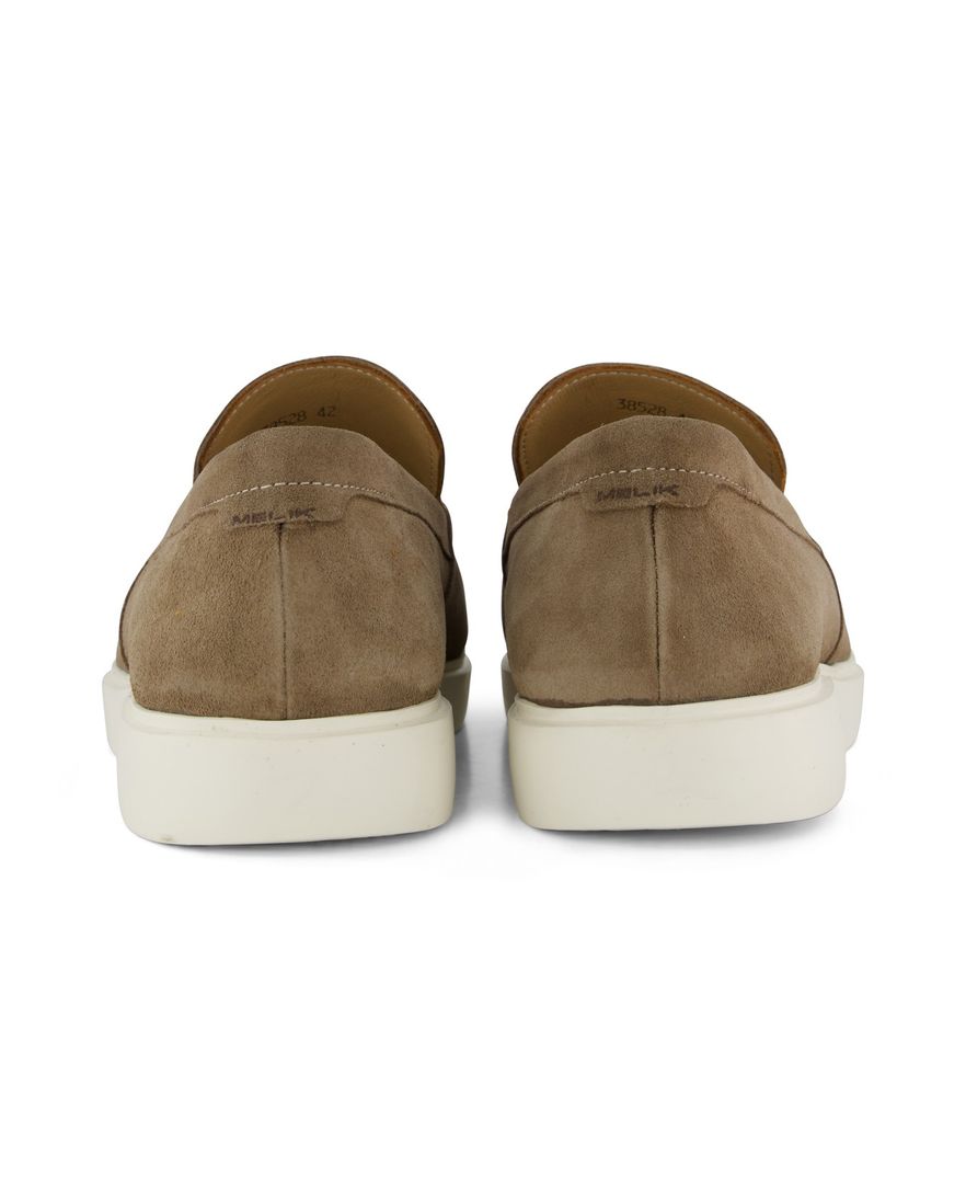 Beige effen loafers Melik leer suede