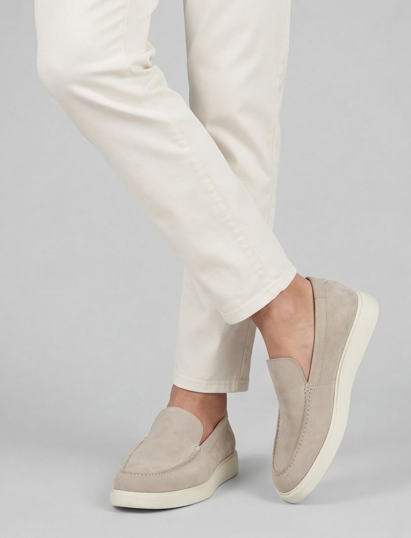 loafers Melik beige leer suede creme zool
