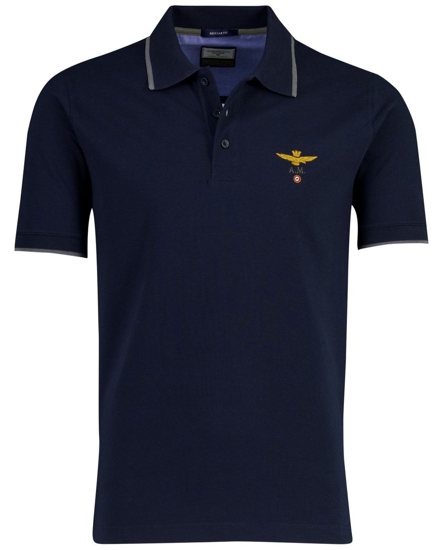 Aeronautica Militaire polo regular fit donkerblauw 3 knoops