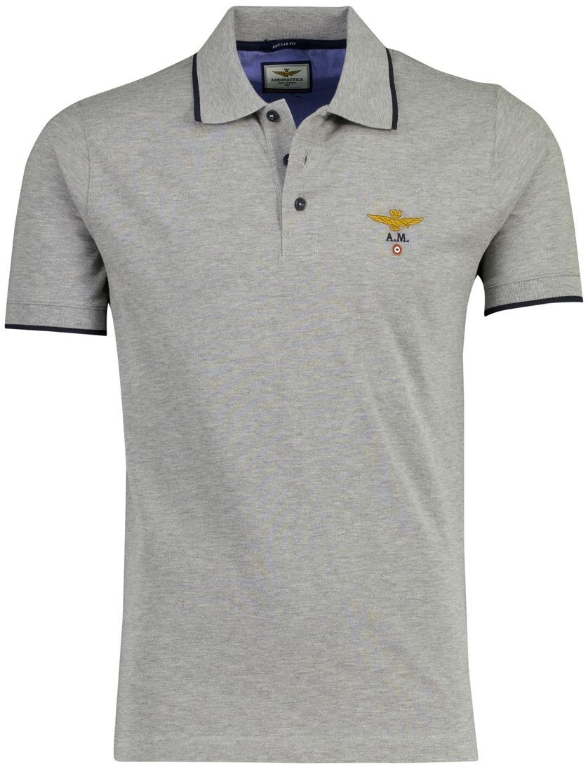 Poloshirt Aeronautica Militaire grijs 3 knopen