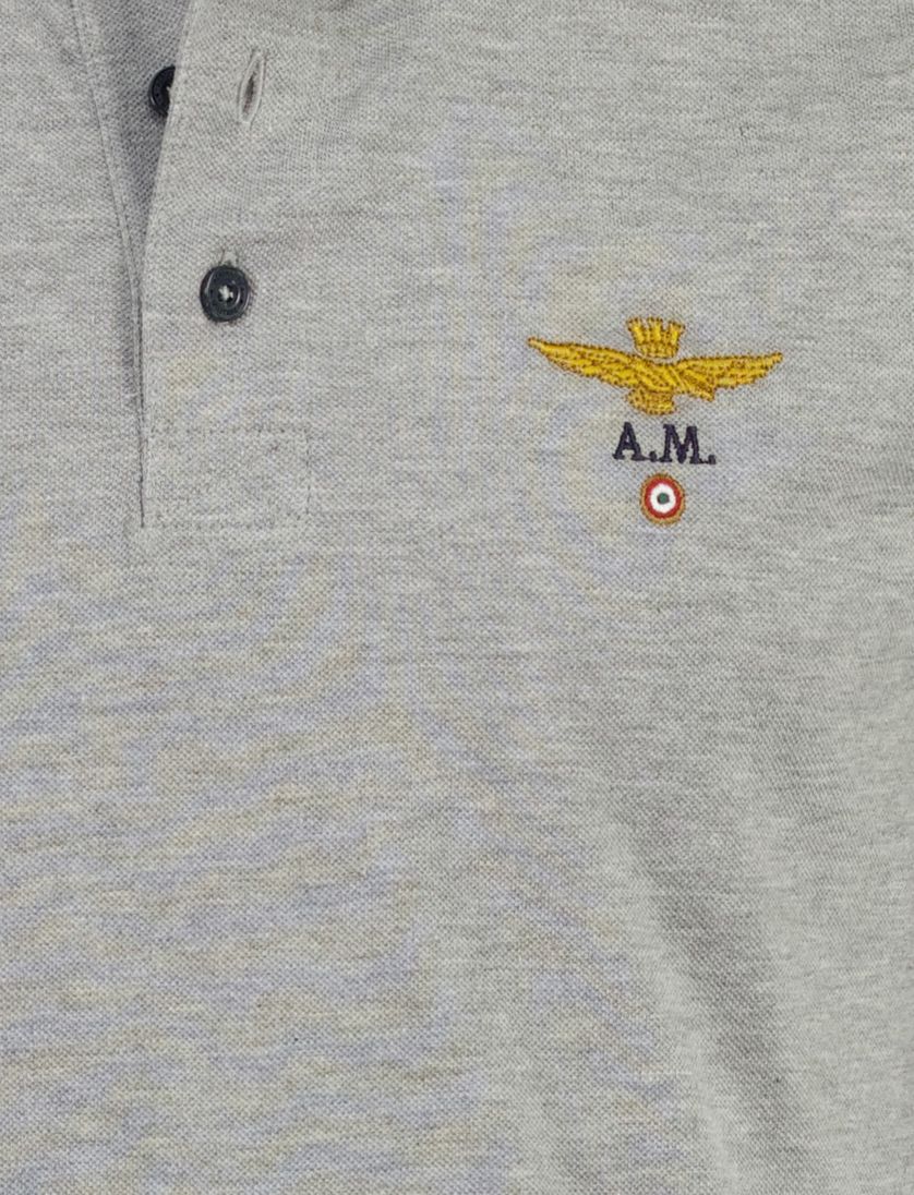 Poloshirt Aeronautica Militaire grijs 3 knopen