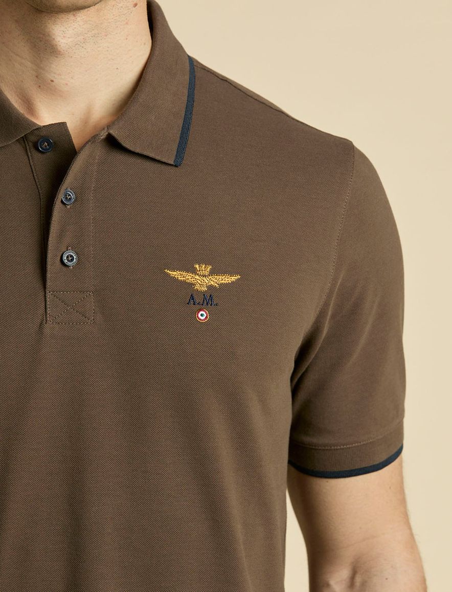 Aeronautica Militare Polo bruin katoen