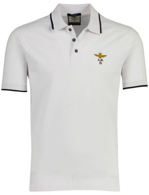 Aeronautica Militare Aeronautica Militaire polo wit regular fit logo op borst
