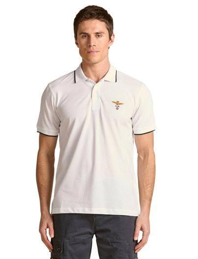 Aeronautica Militare Aeronautica Militaire polo wit regular fit logo op borst