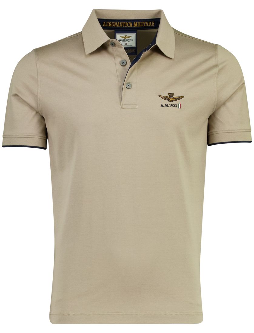 Poloshirt bruin Aeronautica 3-knoops normale fit