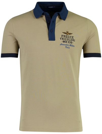 Aeronautica Militare Beige polo korte mouw Aeronautcia Militaire normale fit