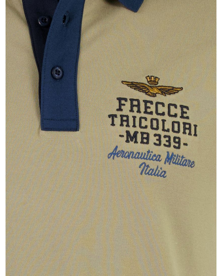 Beige polo korte mouw Aeronautcia Militaire normale fit
