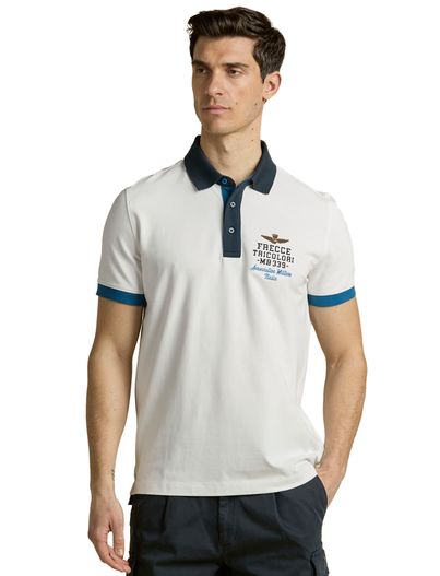Aeronautica Militare witte polo Aeronautica Militaire 3 knoops