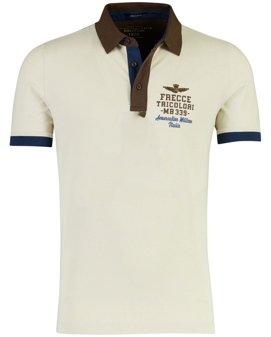 Creme poloshirt korte mouw Aeronautica Militaire