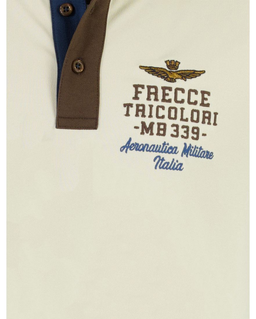 Creme poloshirt korte mouw Aeronautica Militaire