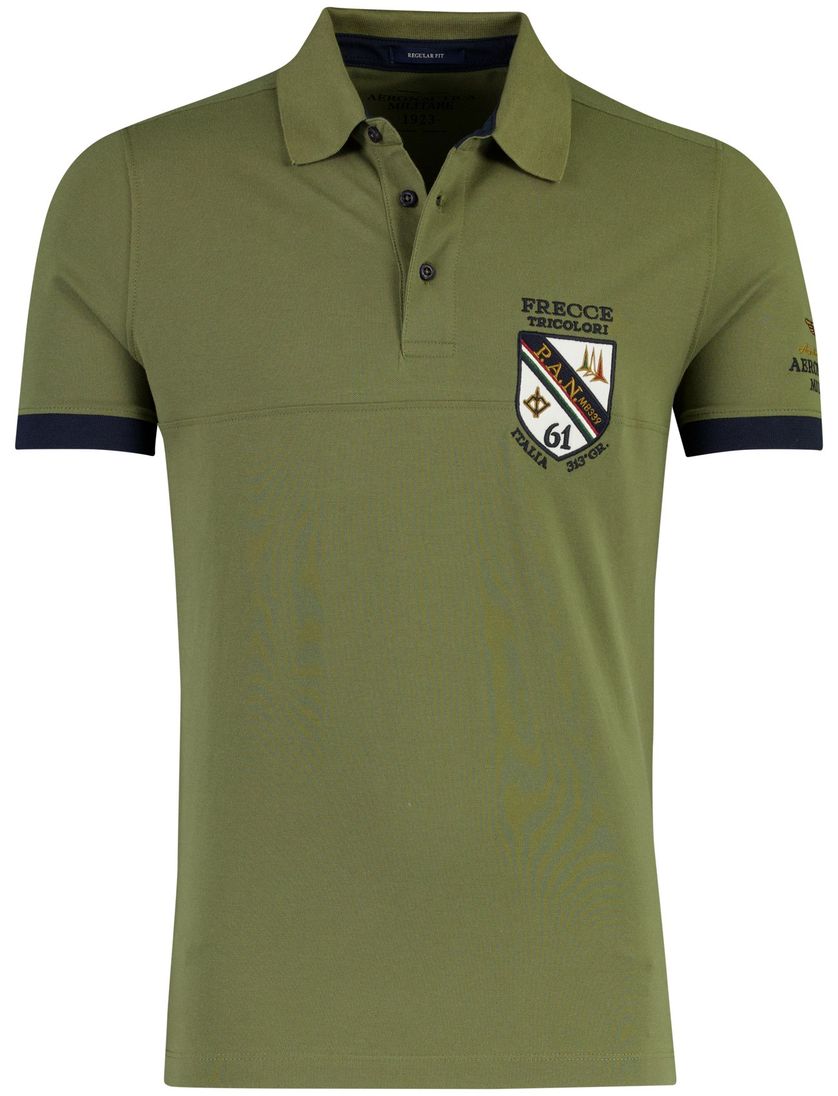 Poloshirt Aeronautica Militaire groen embleem normale fit