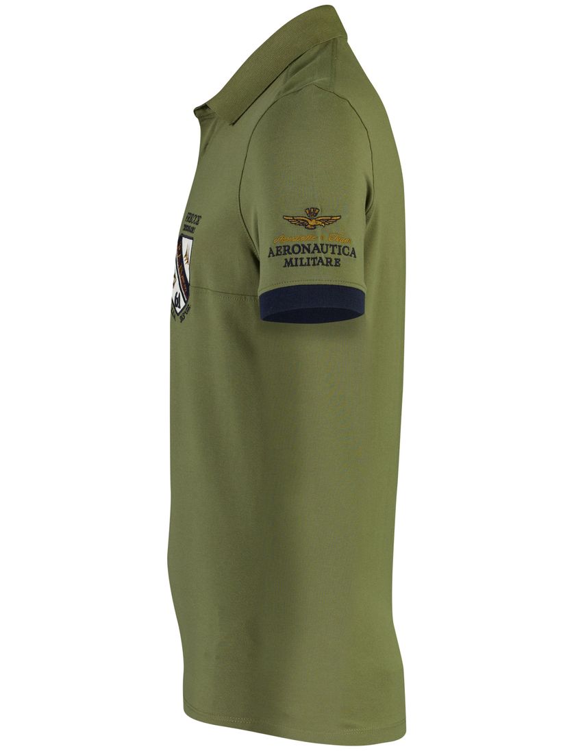 Poloshirt Aeronautica Militaire groen embleem normale fit
