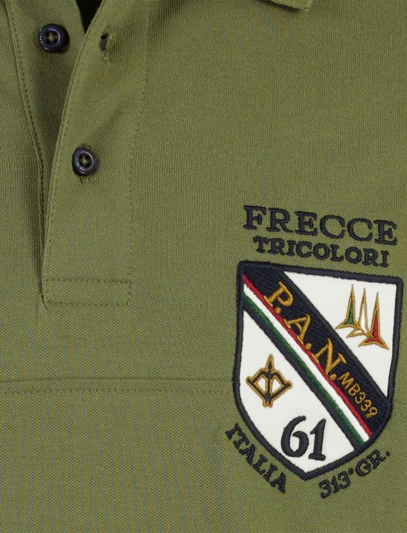 Poloshirt Aeronautica Militaire groen embleem normale fit