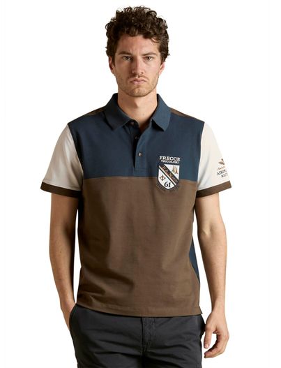 Aeronautica Militare Polo Aeronautica Militaire donkerblauw en wit pique