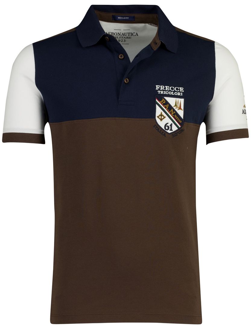 Poloshirt Aeronautica Militaire donkerblauw met logo op arm