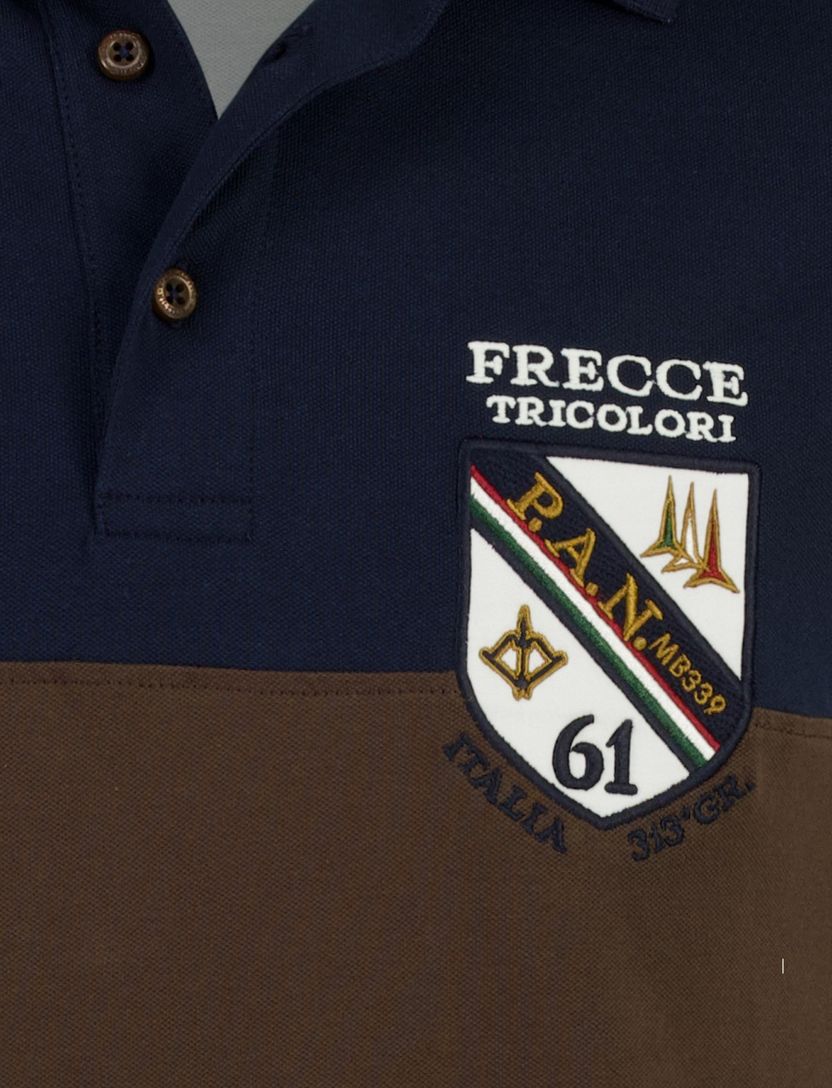 Poloshirt Aeronautica Militaire donkerblauw met logo op arm