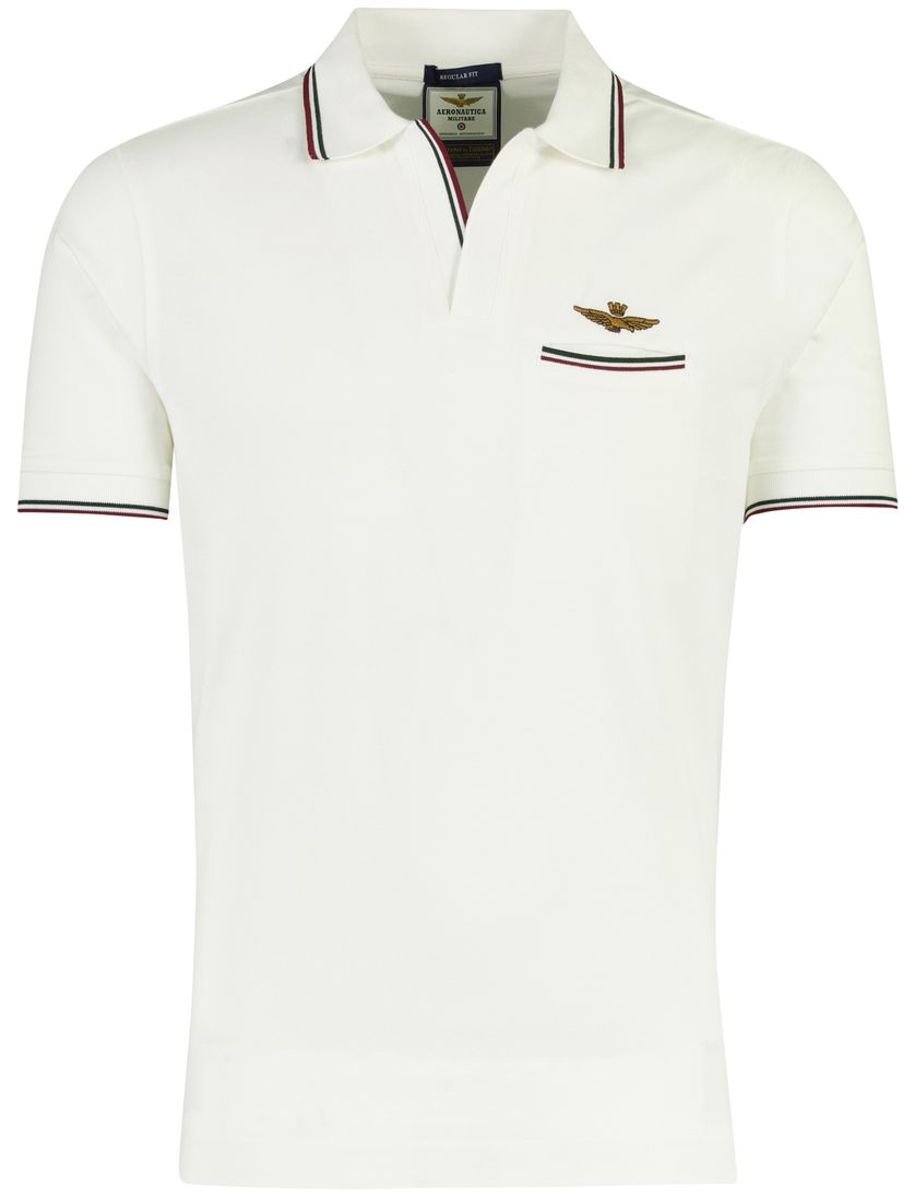 Poloshirt Aeronautica Militaire wit v-hals normale fit