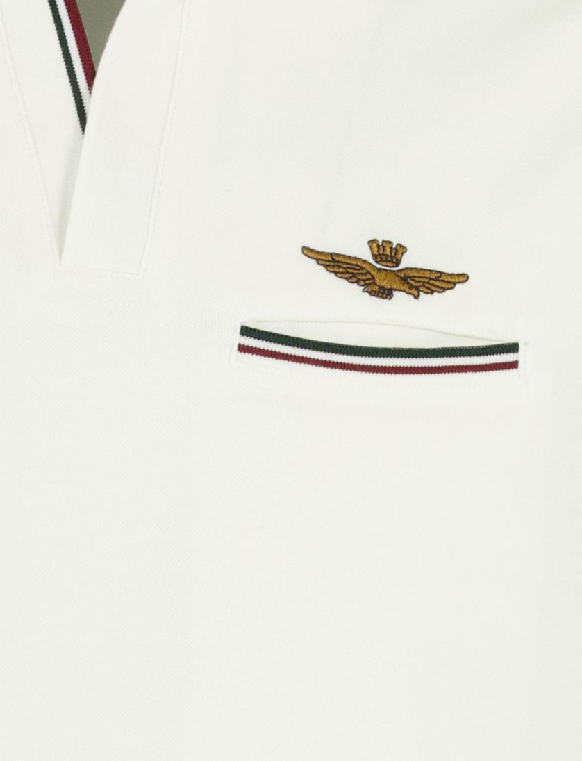 Poloshirt Aeronautica Militaire wit v-hals normale fit