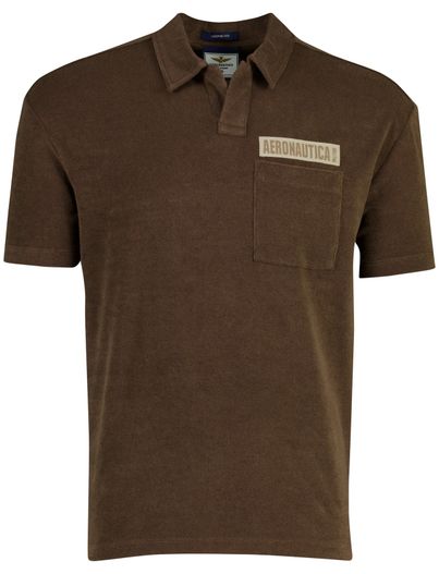 Aeronautica Militare Poloshirt Aeronautica Militaire badstof bruin v hals