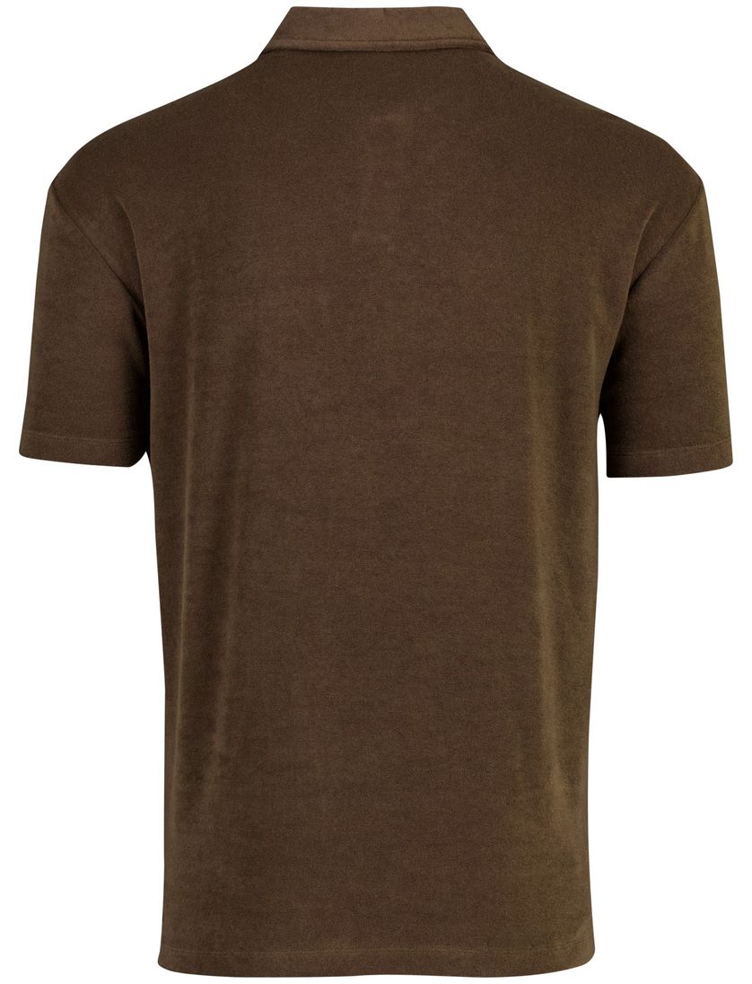 Poloshirt Aeronautica Militaire badstof bruin v hals